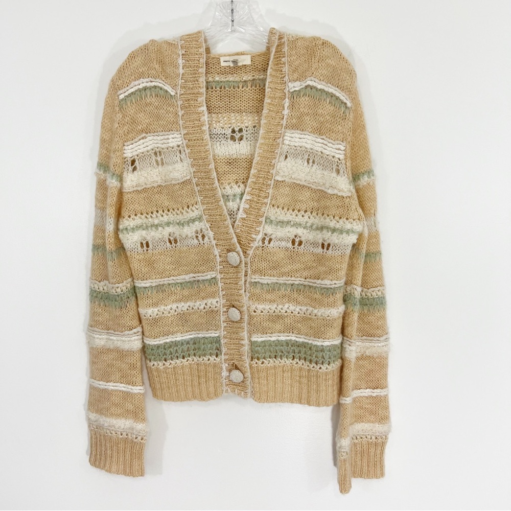 Anthropologie Sleeping on Snow Wool Blend Striped Knit Sweater Size Medium